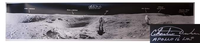 Charlie Duke Signed 40 Panoramic Photo of the Lunar Surface During the Apollo 16 Mission